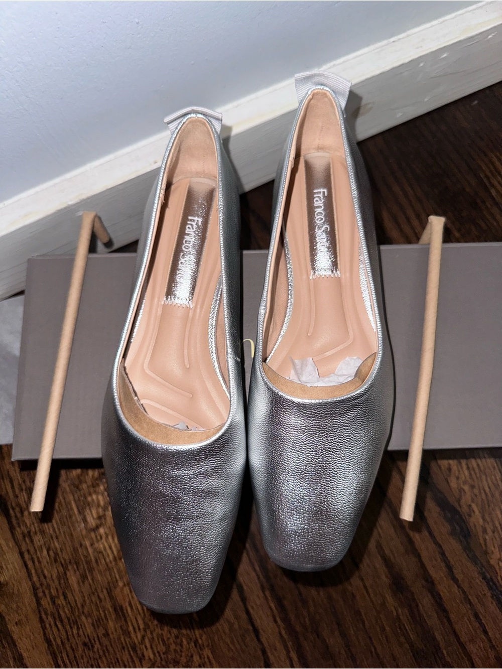 Franco Sarto Vana Silver Metallic Square-Toe Ballet Flats - Picture 7 of 12